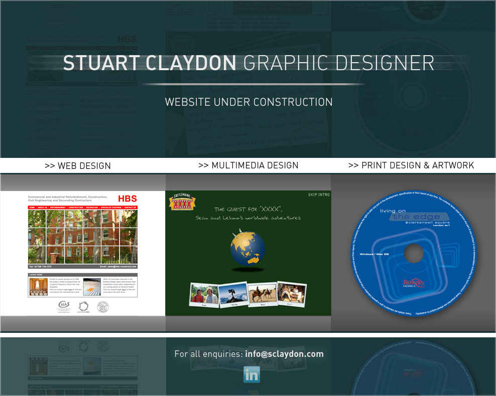 Stuart Claydon Graphic Designer. Various examples of my work in the web design, multimedia design, print design and artwork